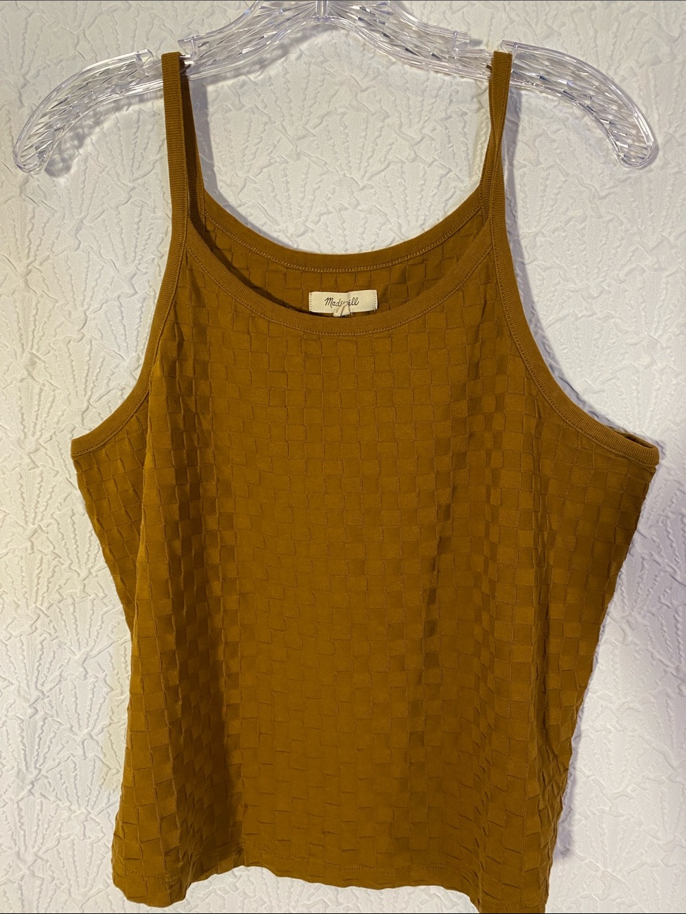 Madewell Checker-Textured Mustard Tank Top